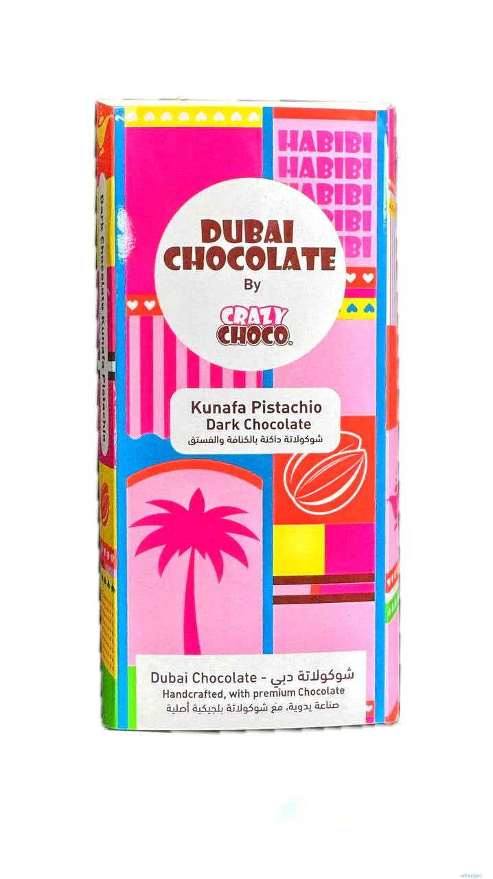 Dubai Chocolate by Crazy Choco Kunafa Pistachio Dark chocolate