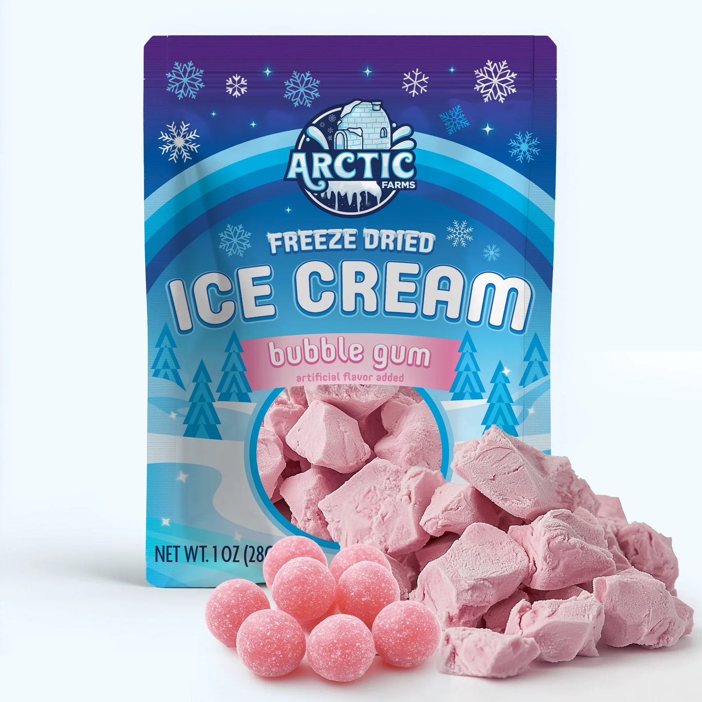 Freeze dried bubble gum