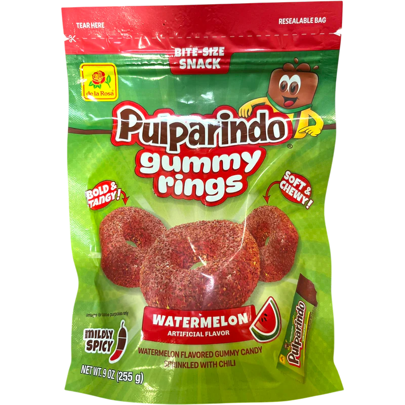 Pulparindo watermelon gummy rings