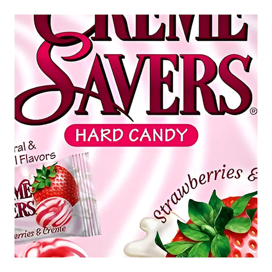 Creme Savers Hard Candy Strawberries & Cream - processed