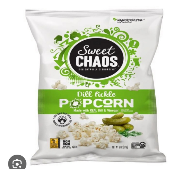 Sweet chaos dill pickle popcorn