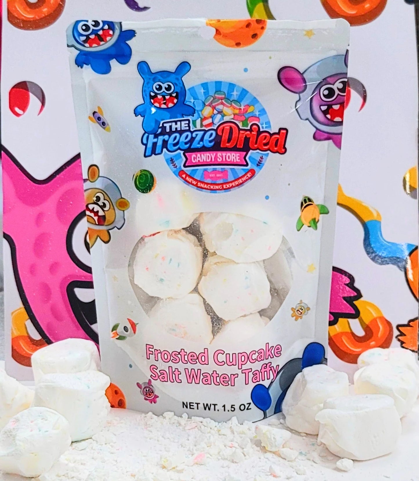 The freeze dried frosted cupcake salt water taffy