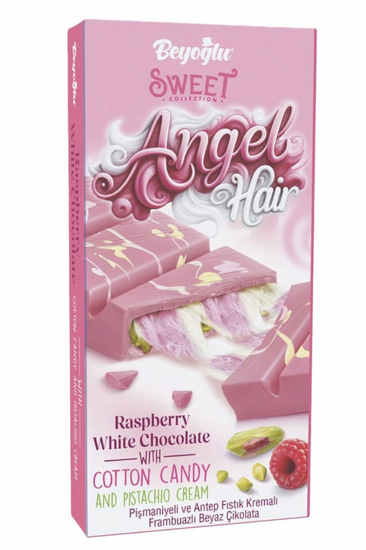Angel hair raspberry white chocolate with cotton candy