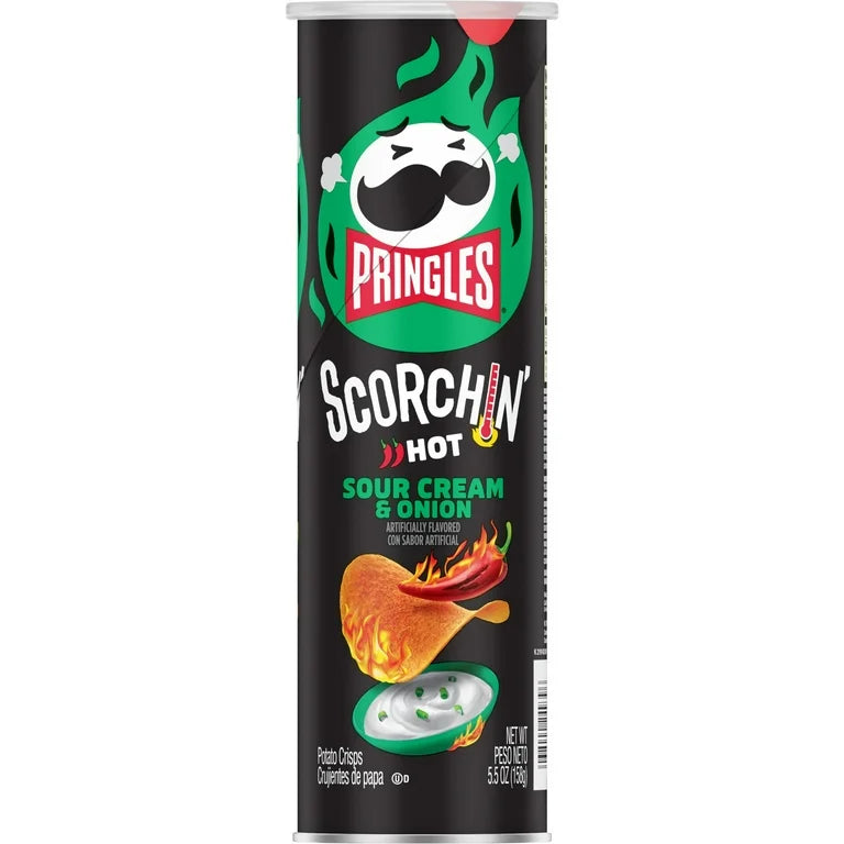 Sour crème and onion scorchin hot Pringles