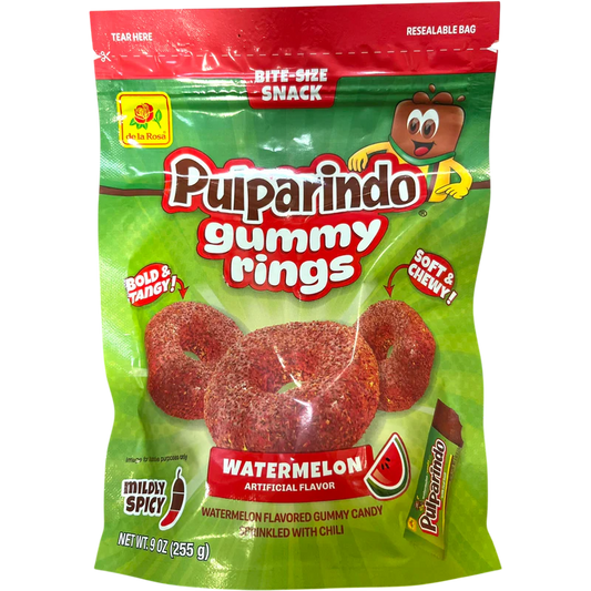 Pulparindo watermelon gummy rings