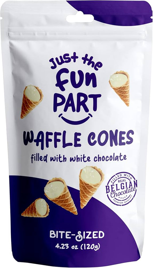 White chocolate waffle cones