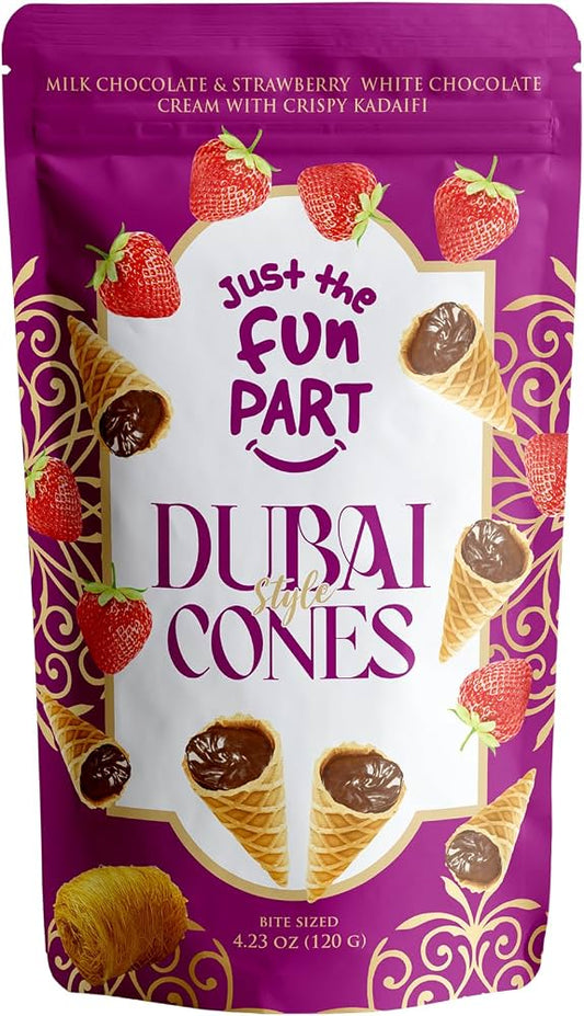 Dubai cones- strawberry and white chocolate