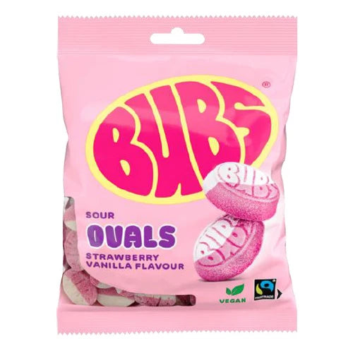 Bubs Sour Ovals Strawberry Vanilla Flavour 90g