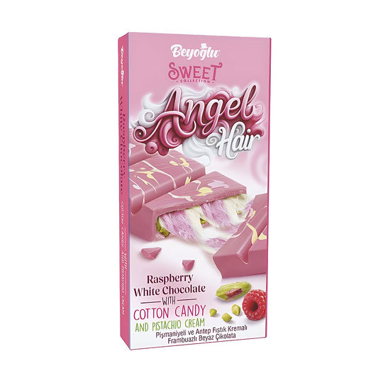 Angel hair raspberry white chocolate with cotton candy - processed