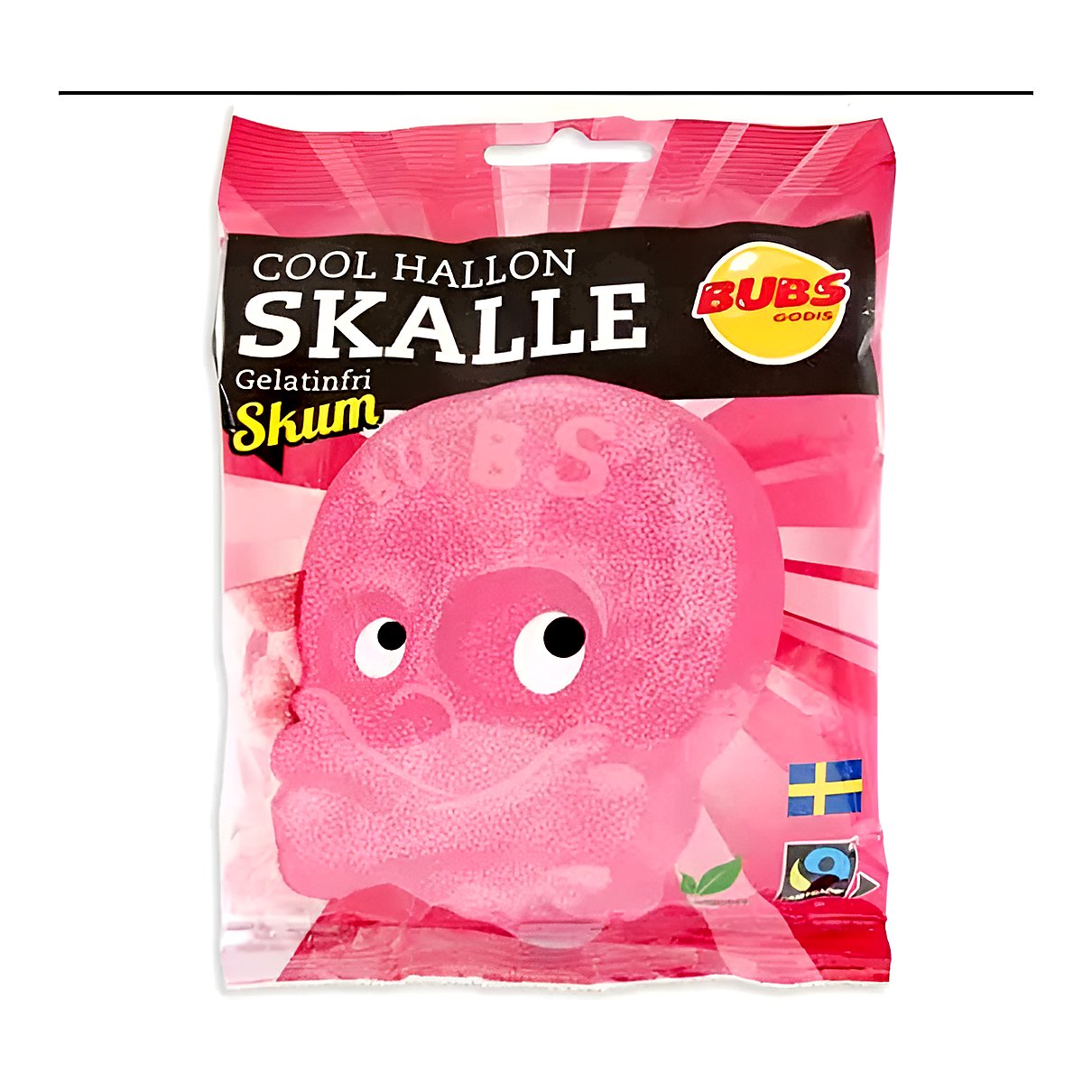 Bubs godis raspberry foam skull candy - processed