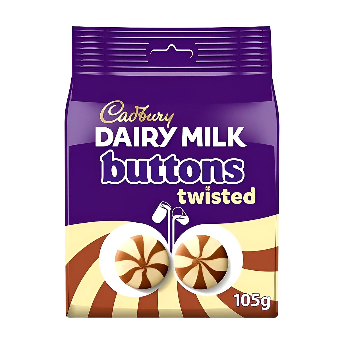 Cadbury milk buttons twisted - processed