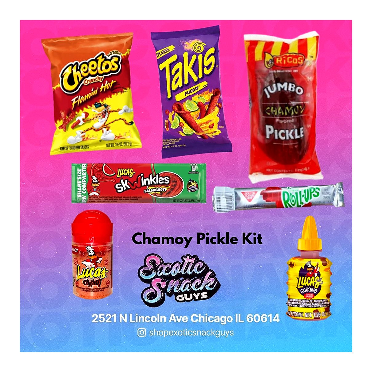 Chamoy Pickle Kit With Hot Cheetos and Takis - As seen on TikTok - processed