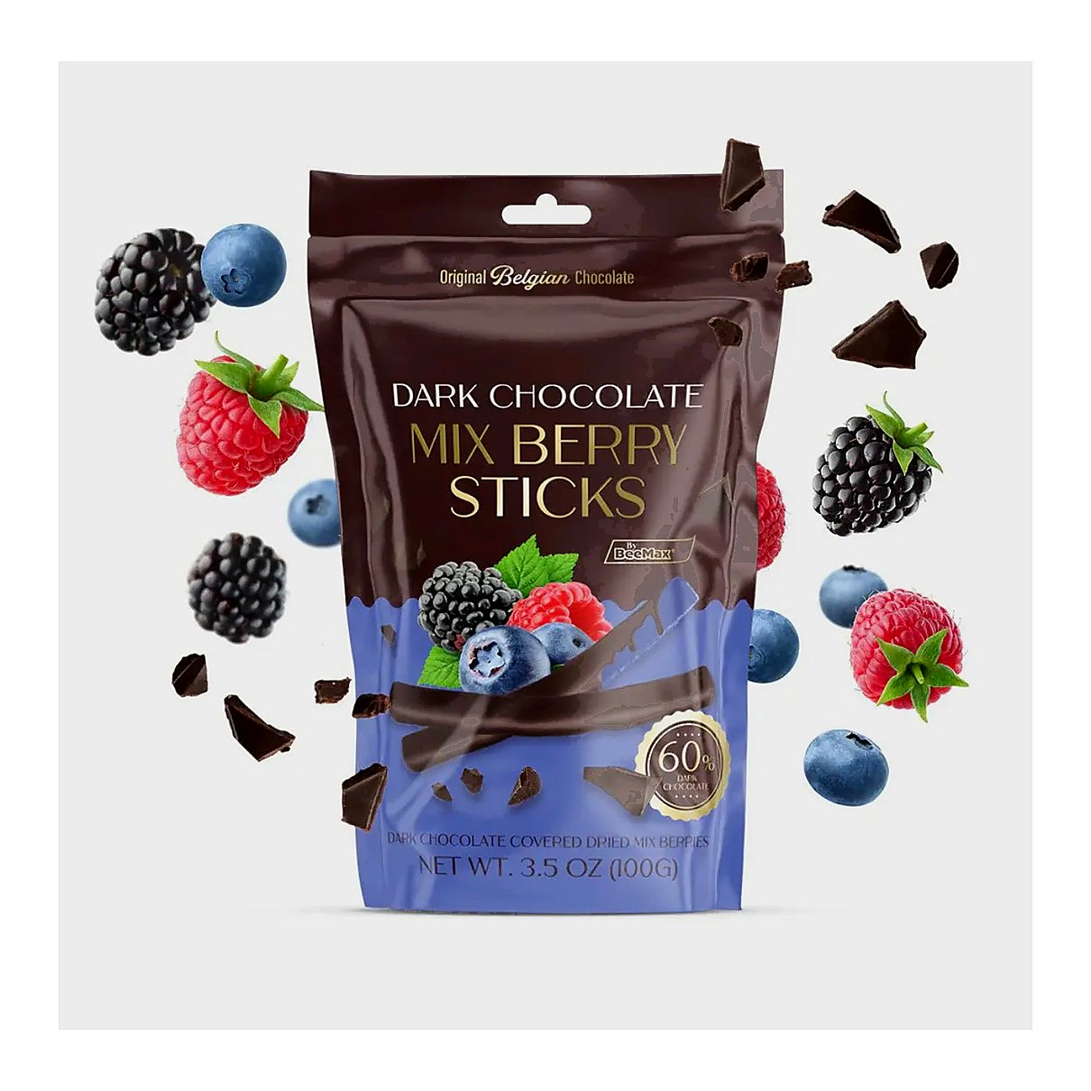Dark Chocolate Mix Berry Sticks - processed