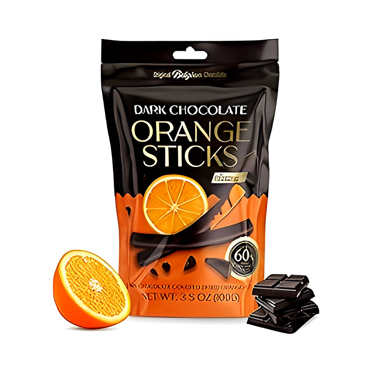 Dark chocolate orange sticks - processed