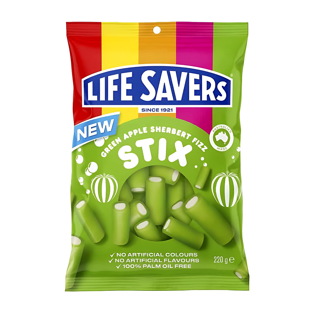 Life Savers Stix Green Apple Sherbert Fizz - processed