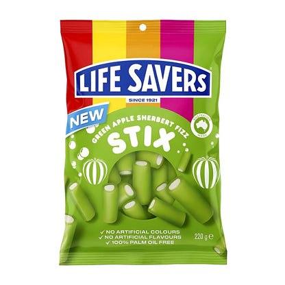Life Savers Stix Green Apple Sherbert Fizz - processed