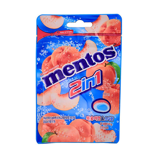 Mentos 2 in 1 Peach & Soda Flavor - processed