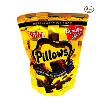 Oishi Pillows Choco-Filled Crackers Party Size - processed