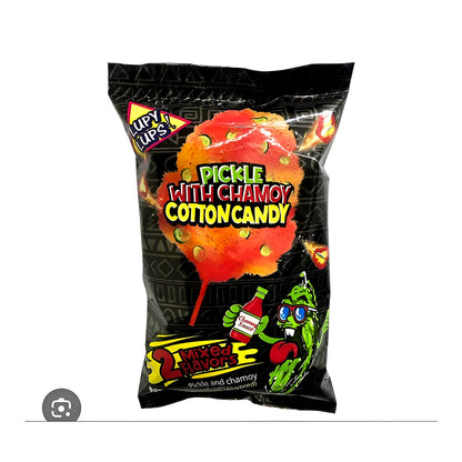 Pickle with chamoy cotton candy - processed