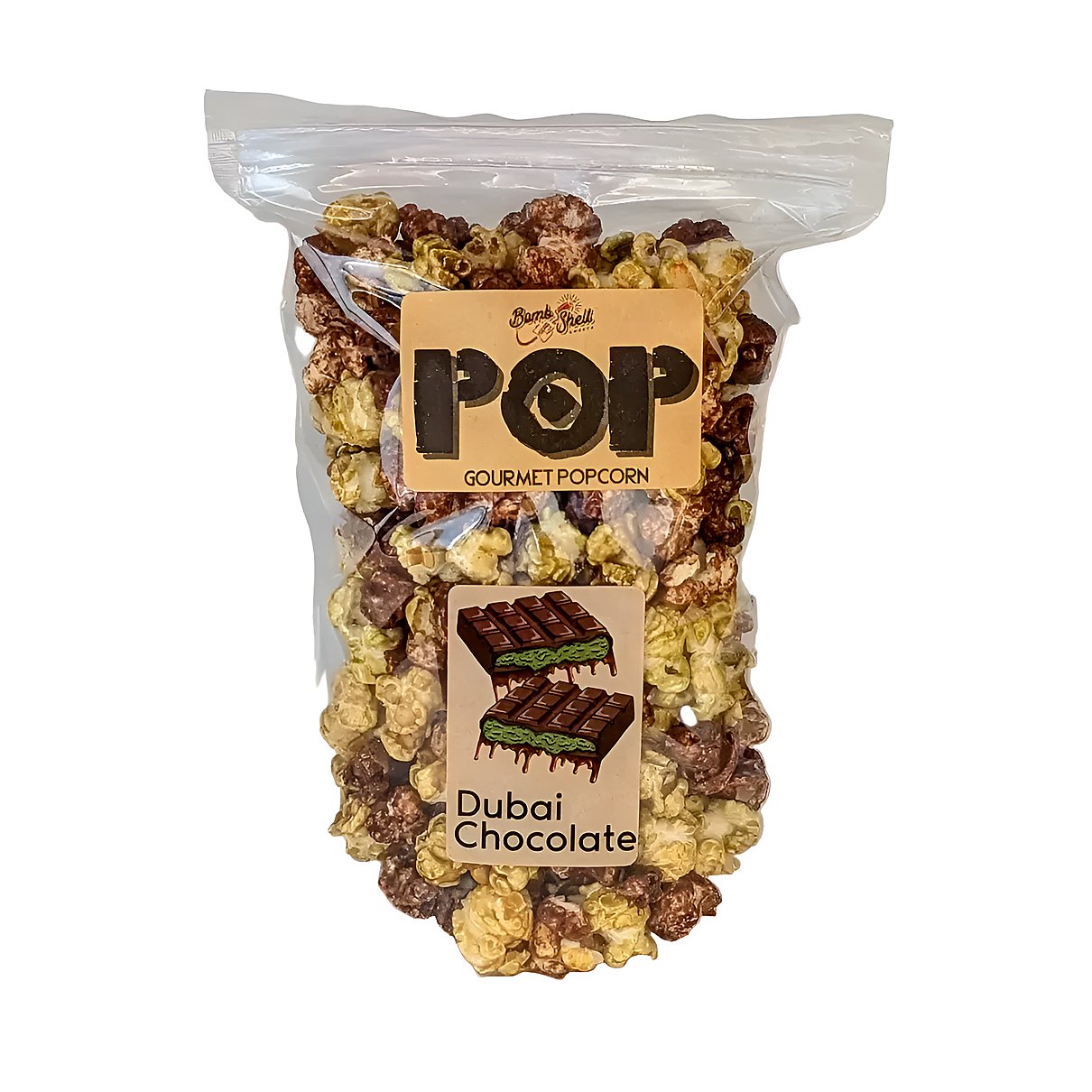 Pop Gourmet Popcorn - Dubai chocolate - processed