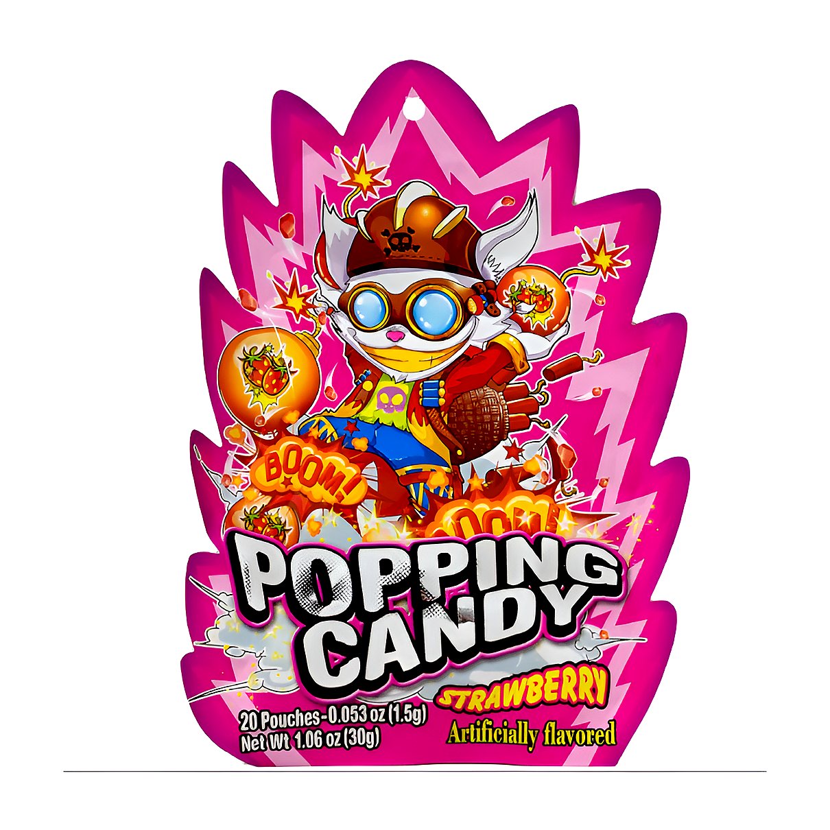 Popping candy strawberry - processed