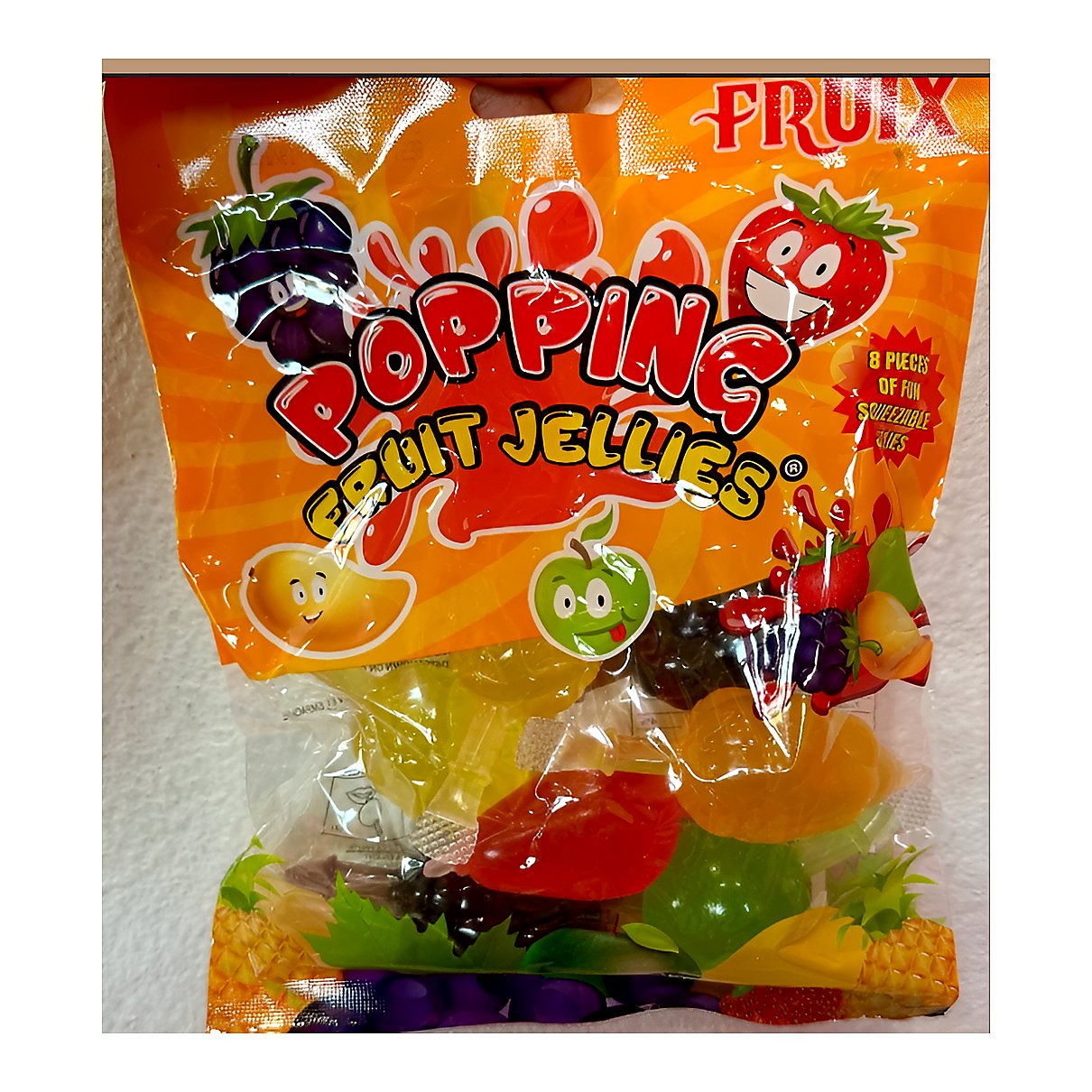 Popping fruit jellies - processed
