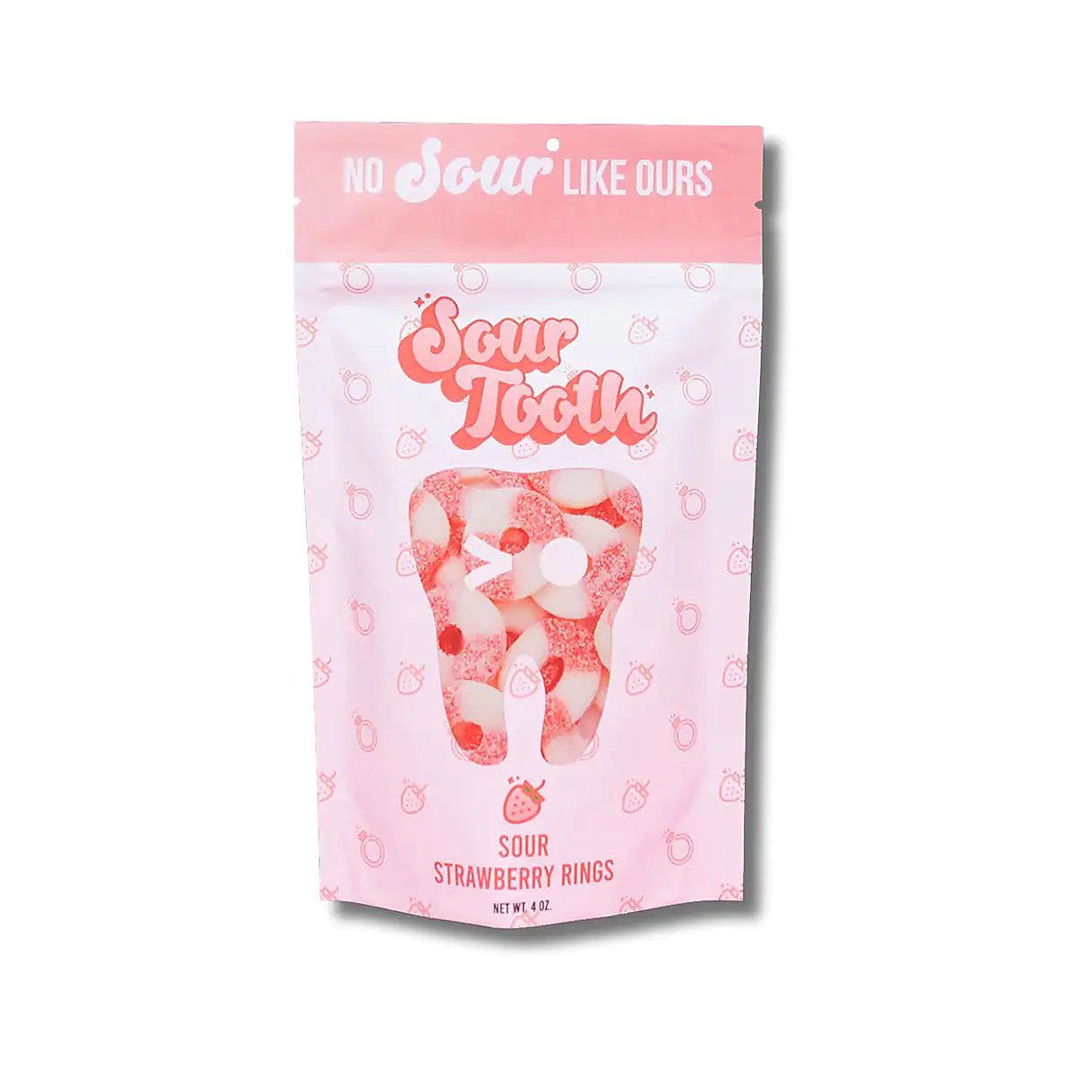 Sour tooth strawberry rings - processed