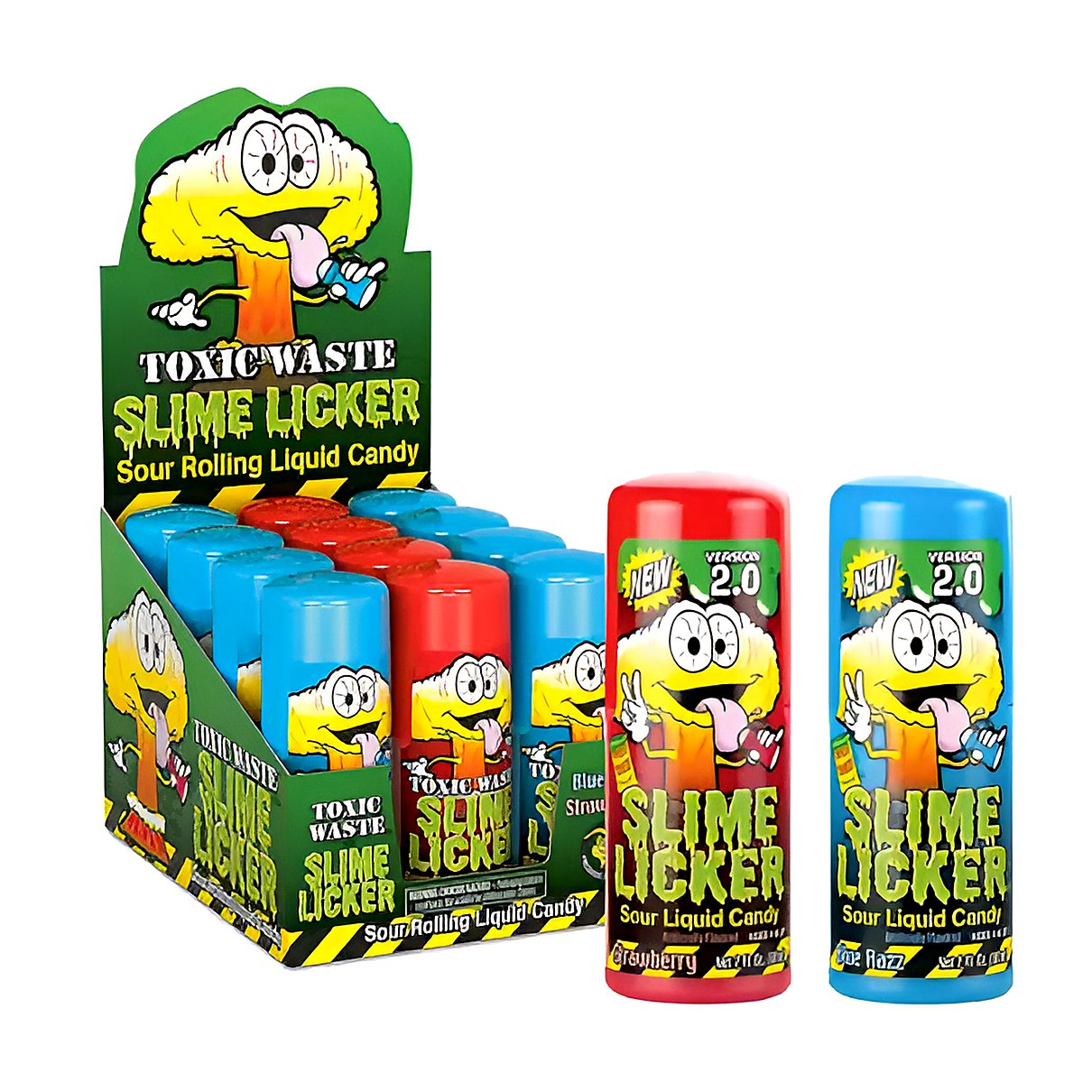 Toxic Waste Slime Licker Sour Liquid Candy - Blue Razz & Strawberry - processed