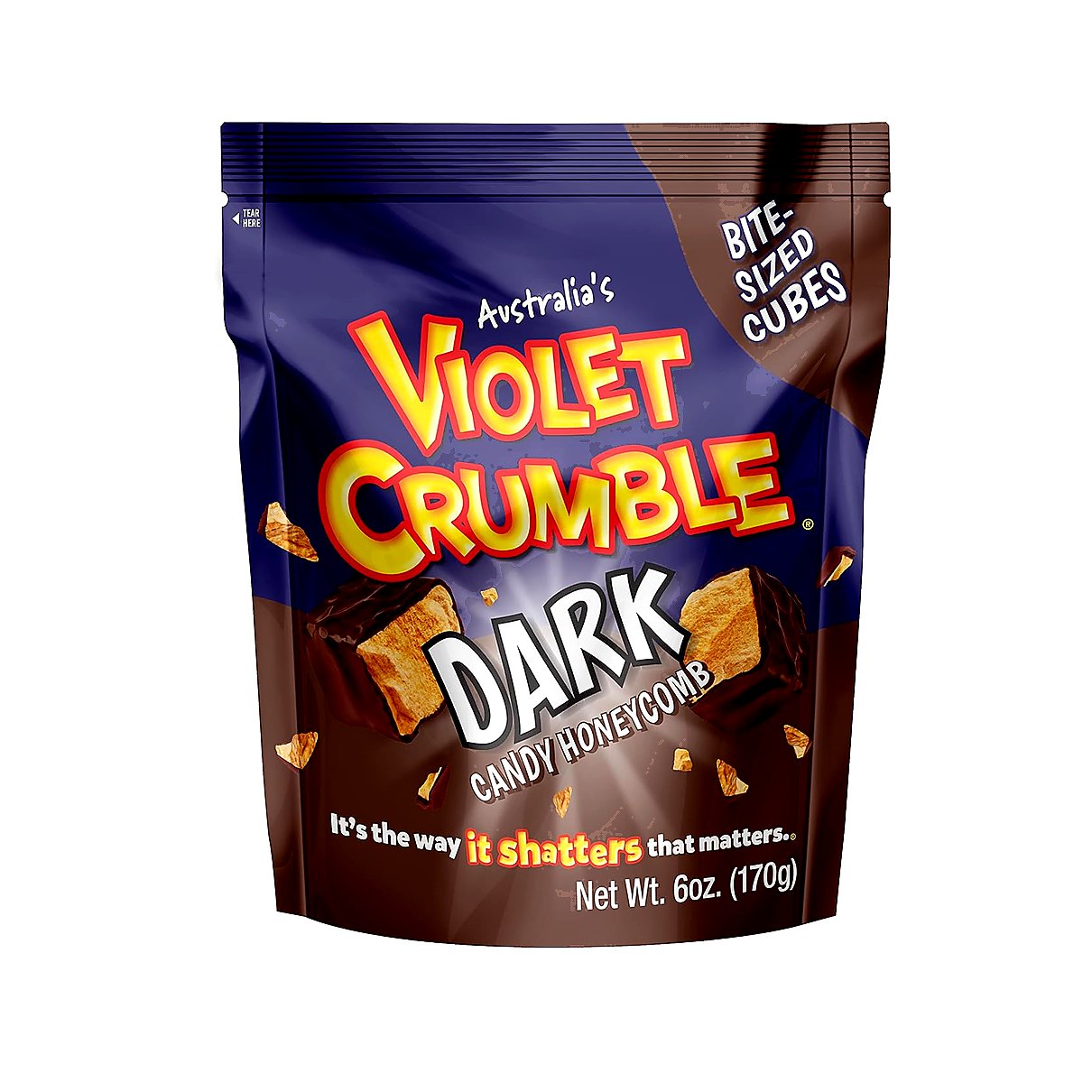 Violet Crumble Dark Candy Honeycomb Bites - processed