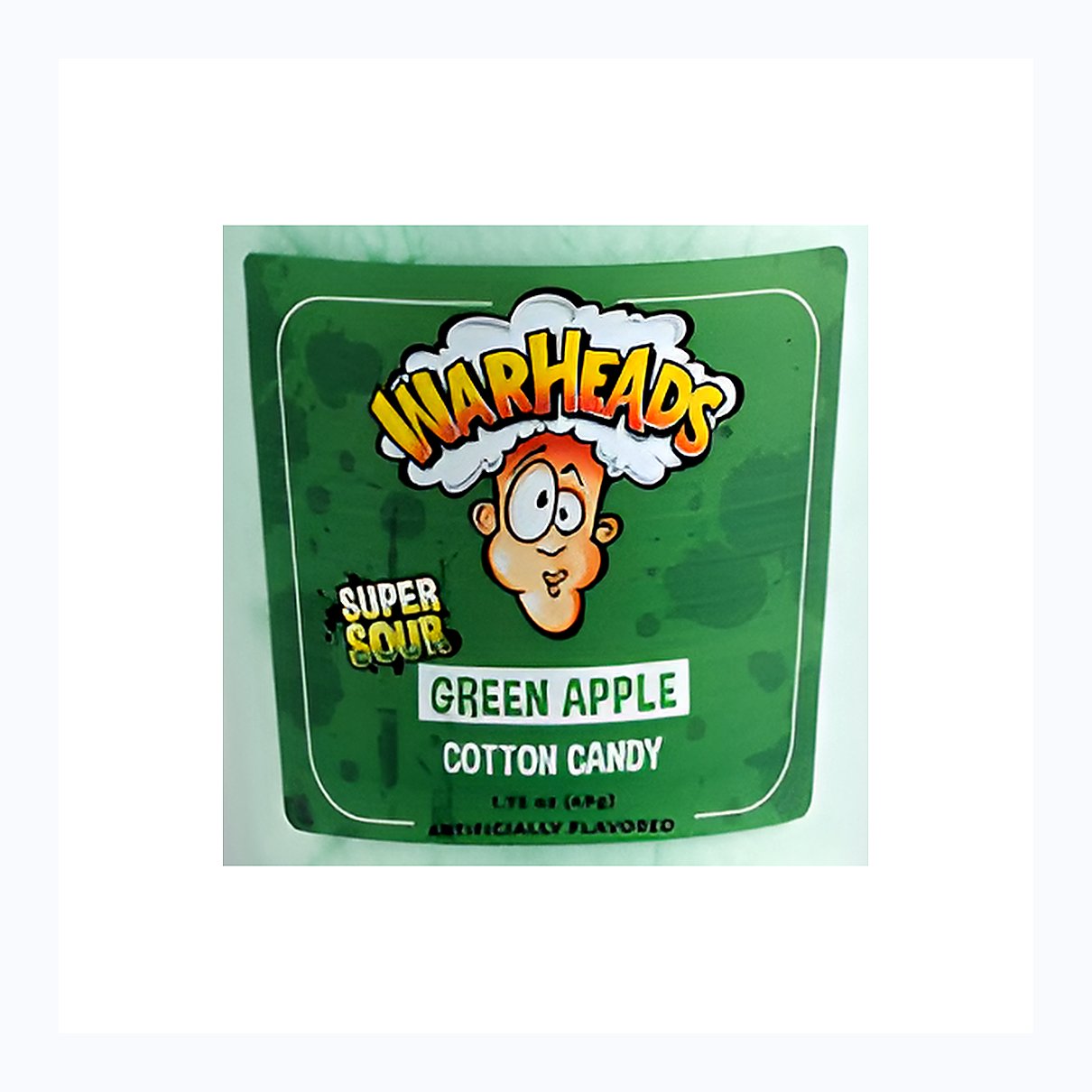 Warheads Green Apple Cotton Candy - processed